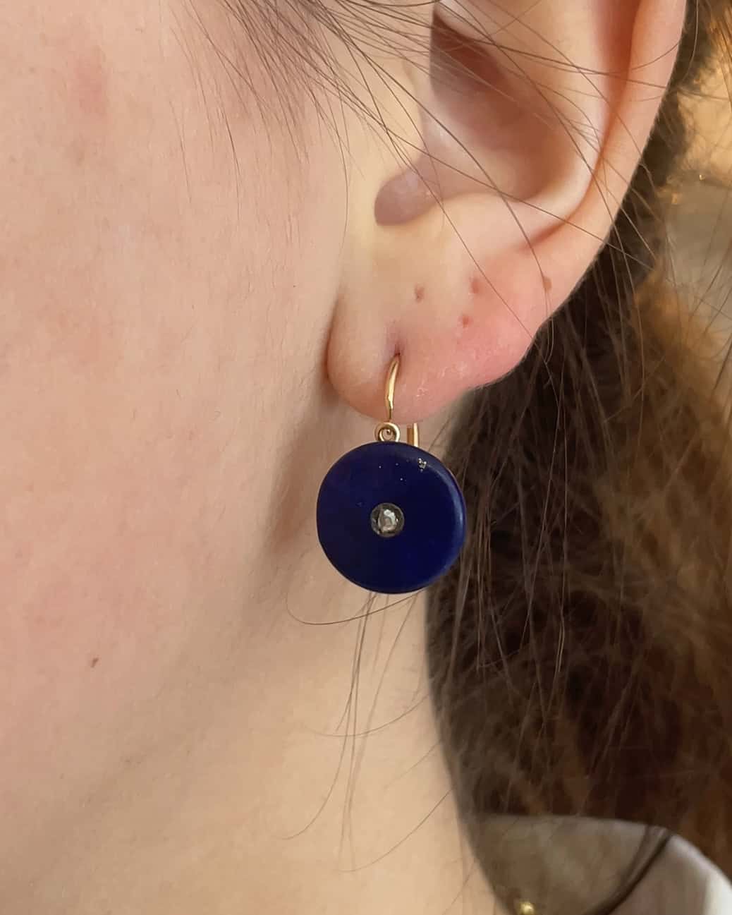 Dormeuses Art Déco Lapis Lazuli &amp; Diamants "Louison" - Elliade Paris