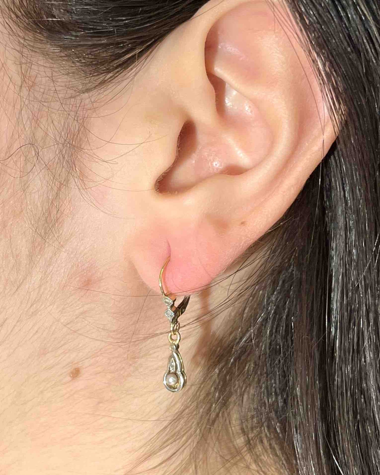 Dormeuses Diamants et Or vintage "Natacha" - Elliade Paris