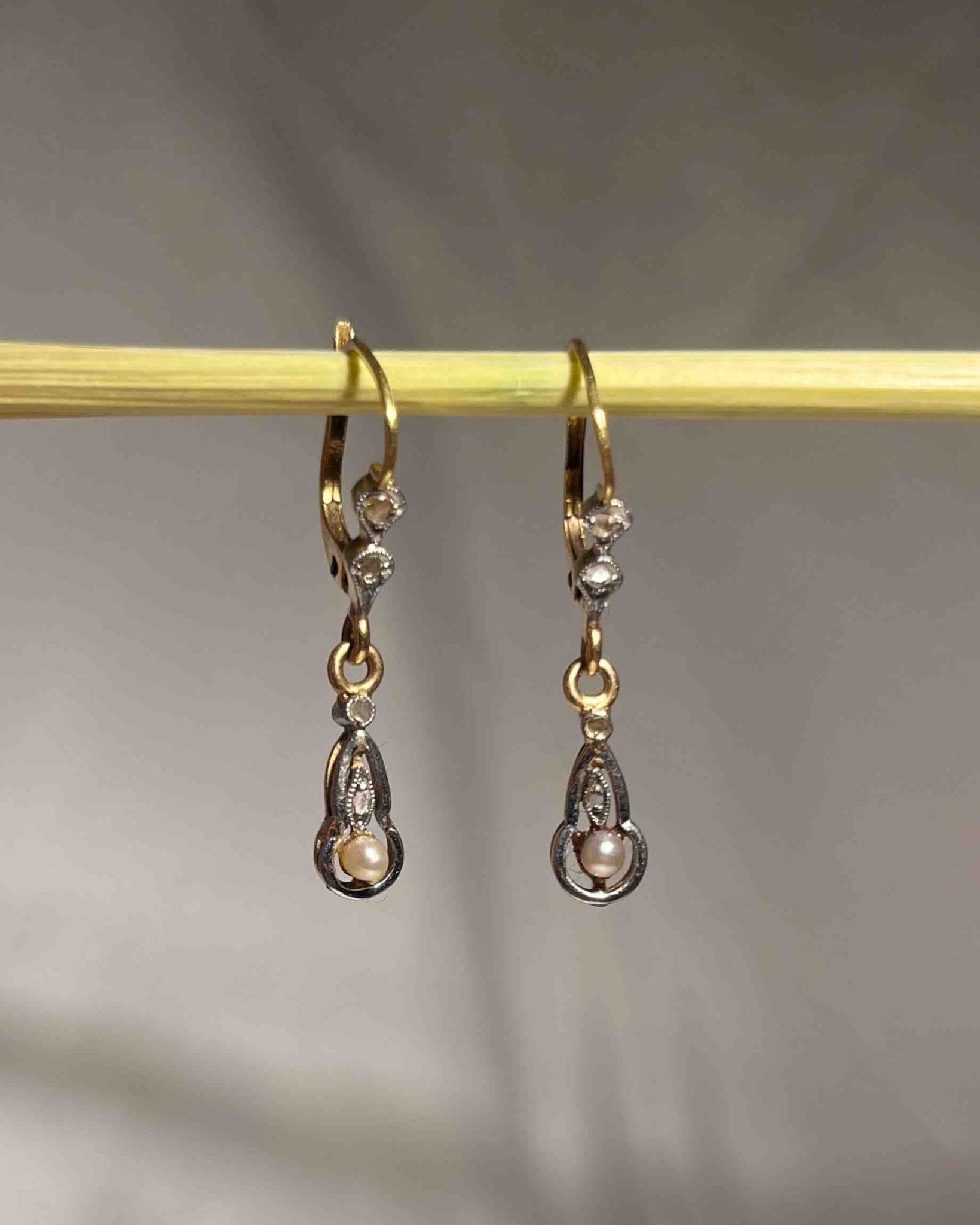 Dormeuses Diamants et Or vintage "Natacha" - Elliade Paris