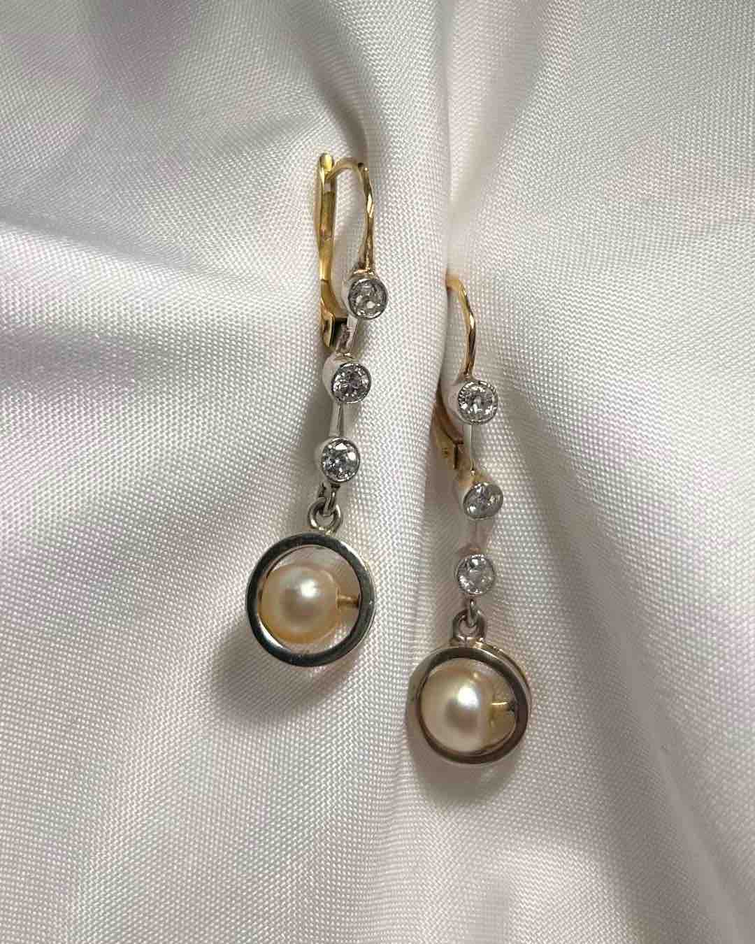 Dormeuses Diamants et Perle "Adèle" - Elliade Paris