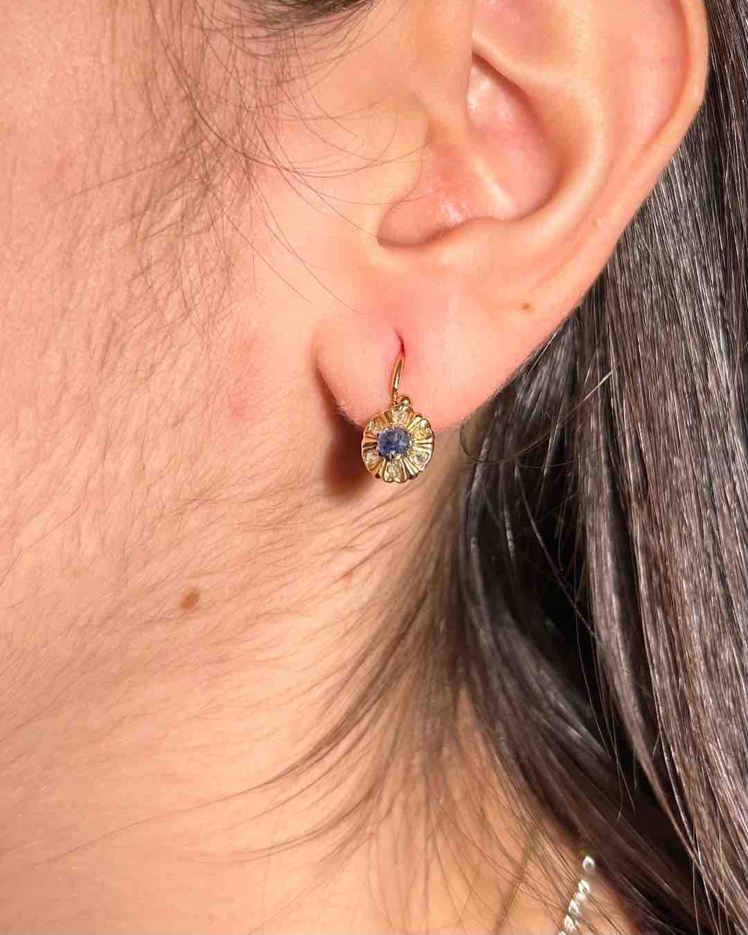 Dormeuses Saphirs et Diamants &quot;Luna&quot;