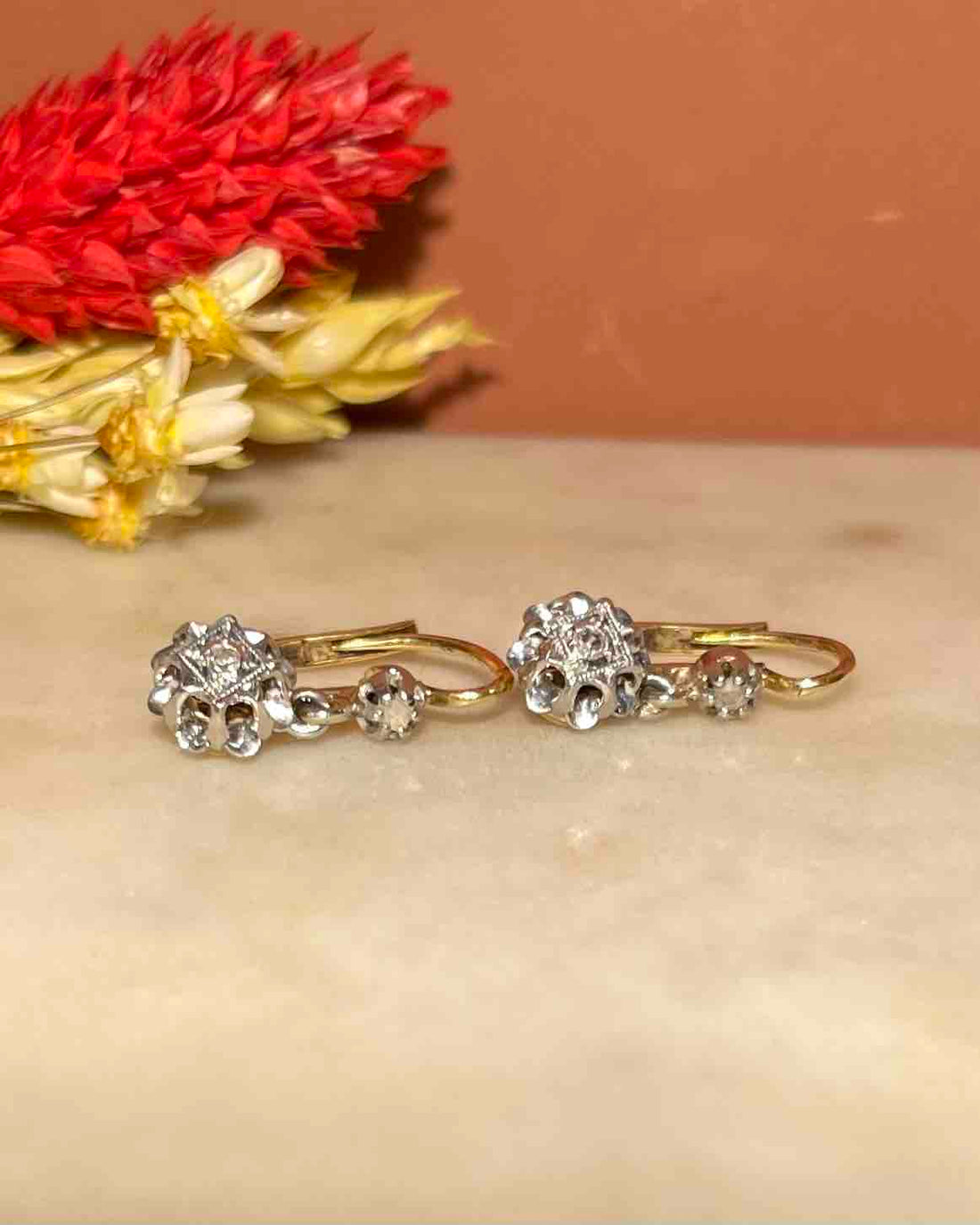 Dormeuses Diamants Or &amp; Platine &quot;Alexia&quot;
