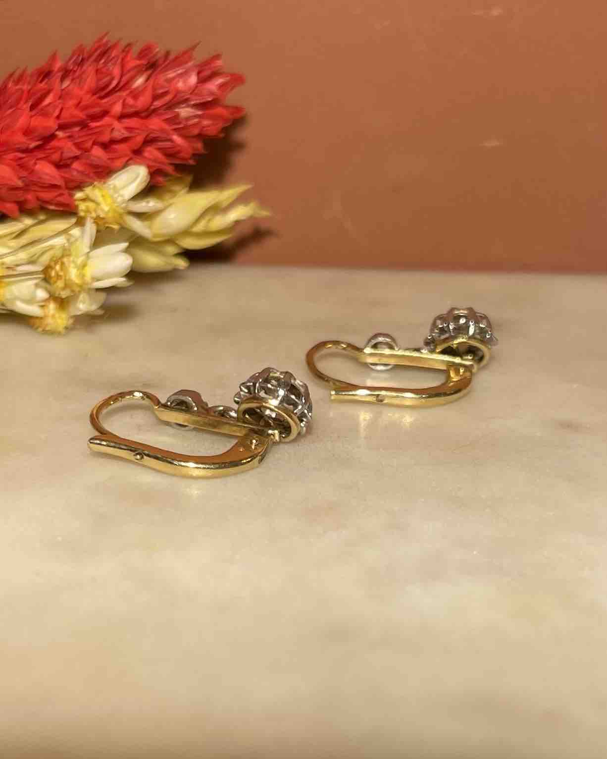 Dormeuses Diamants Or &amp; Platine "Alexia" - Elliade Paris