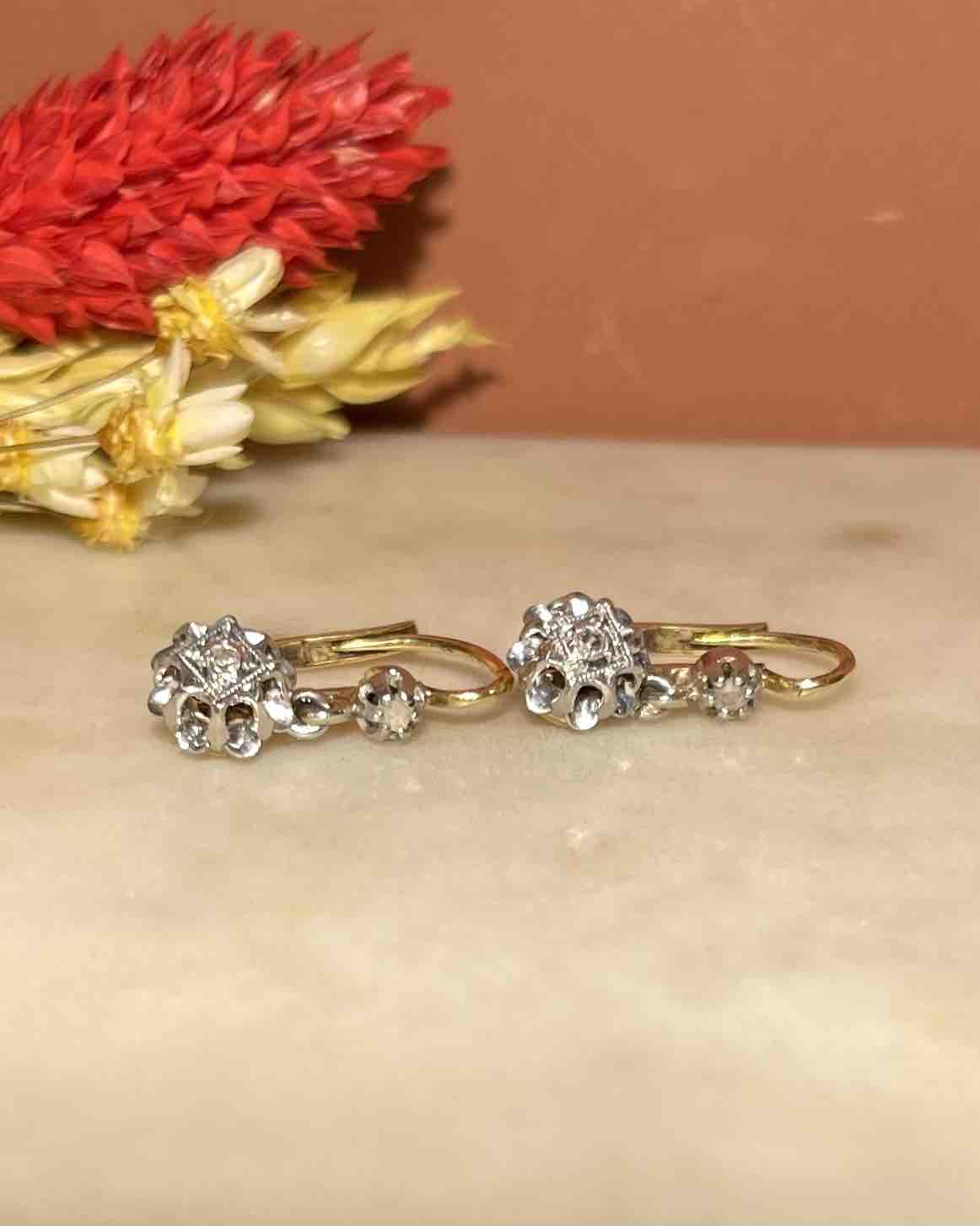 Dormeuses Diamants Or &amp; Platine "Alexia" - Elliade Paris