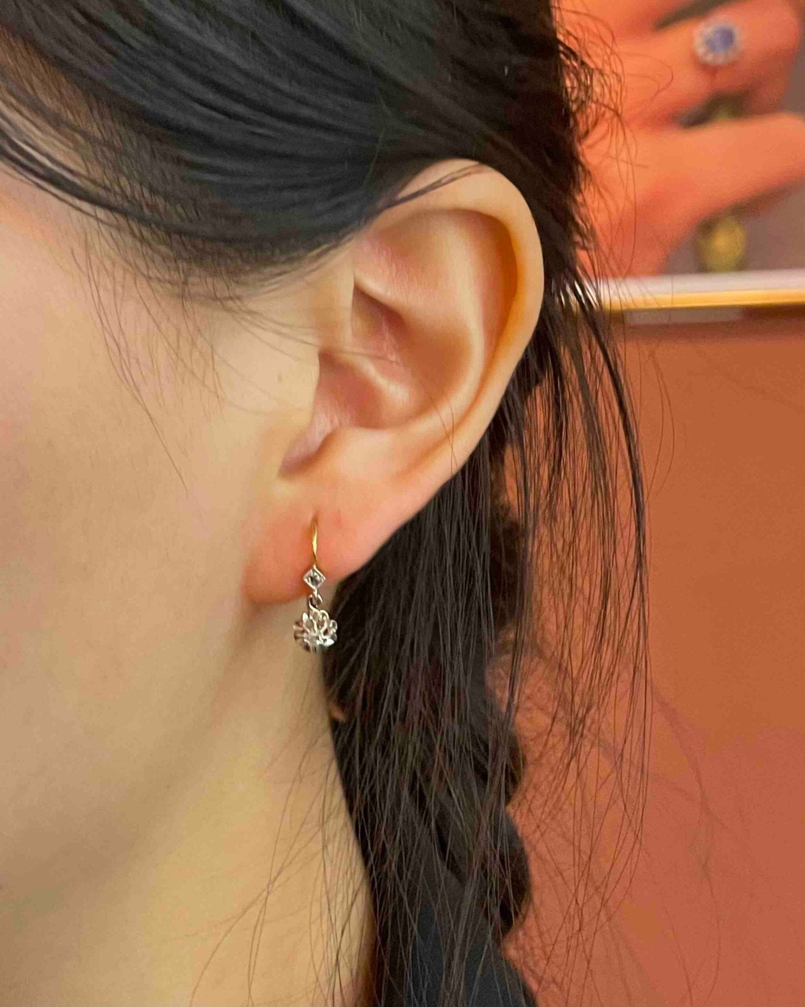 Dormeuses Diamants Or &amp; Platine "Sacha" - Elliade Paris