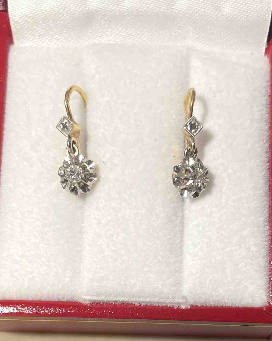 Dormeuses Diamants Or &amp; Platine "Sacha" - Elliade Paris