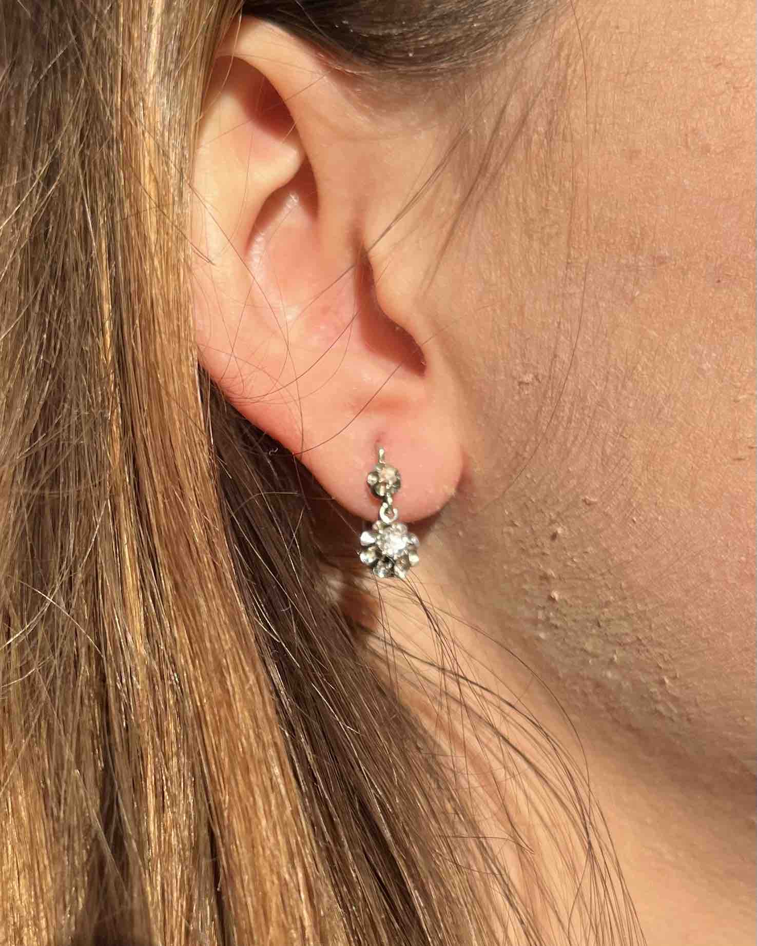 Dormeuses Diamants Or &amp; Platine &quot;Victorine&quot; - Elliade Paris