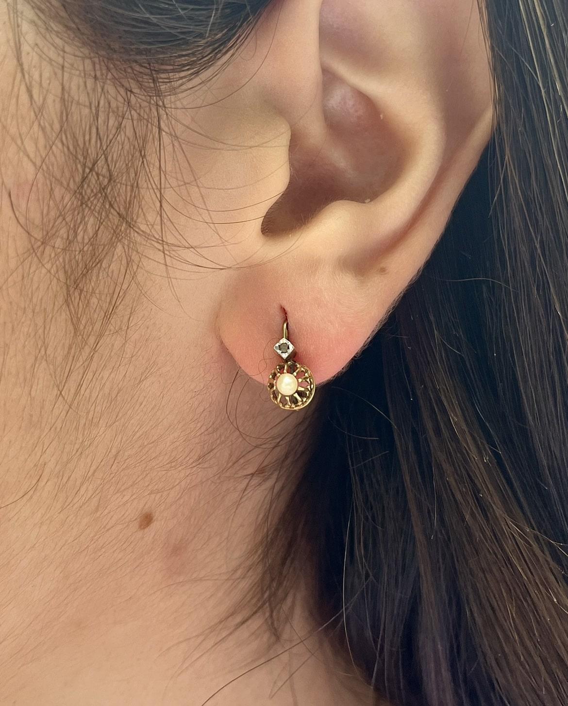 Dormeuses Diamants &amp; Perles &quot;Anella&quot; - Elliade Paris