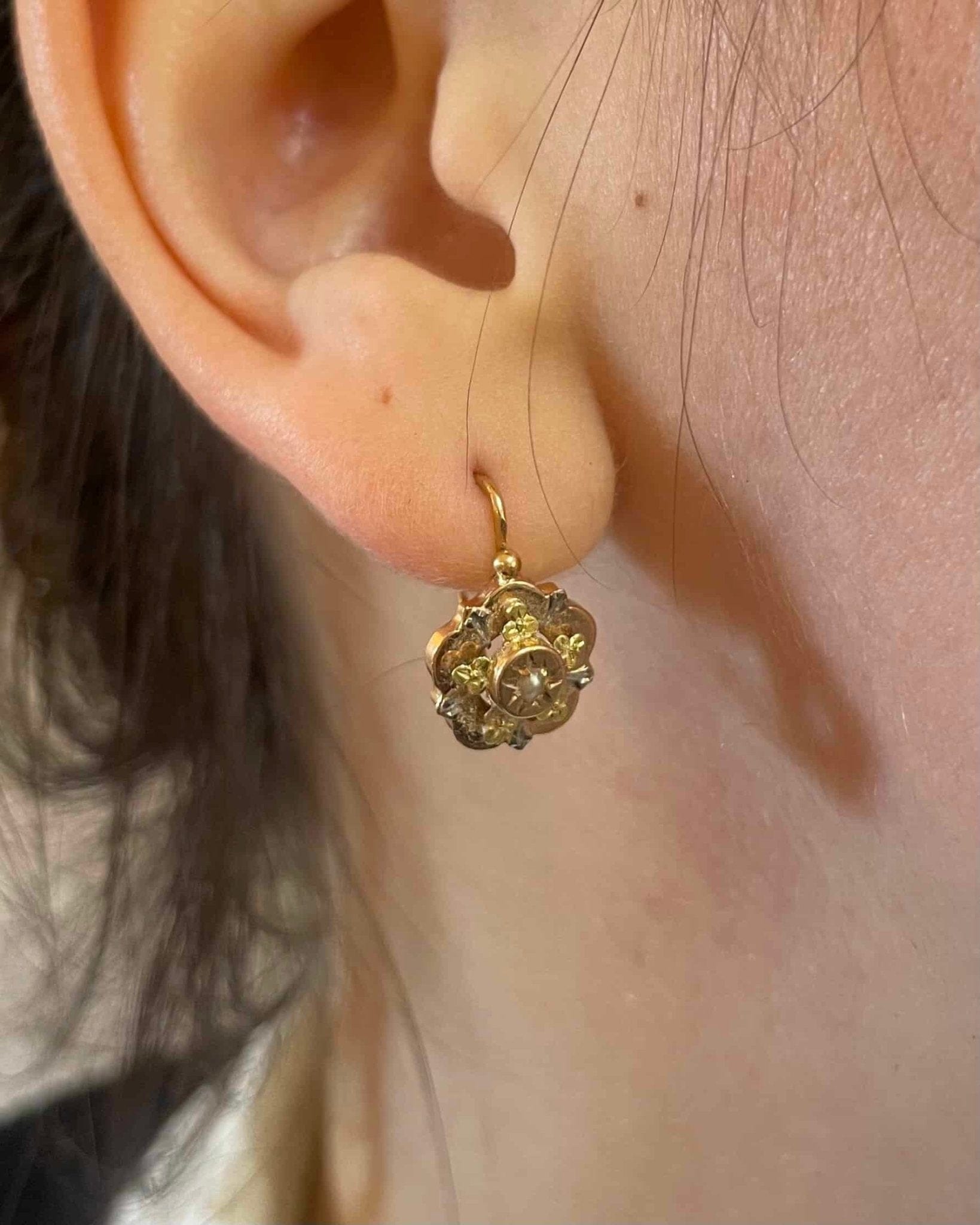 Dormeuses Fleurs Vintage Perles "Anémone" - Elliade Paris