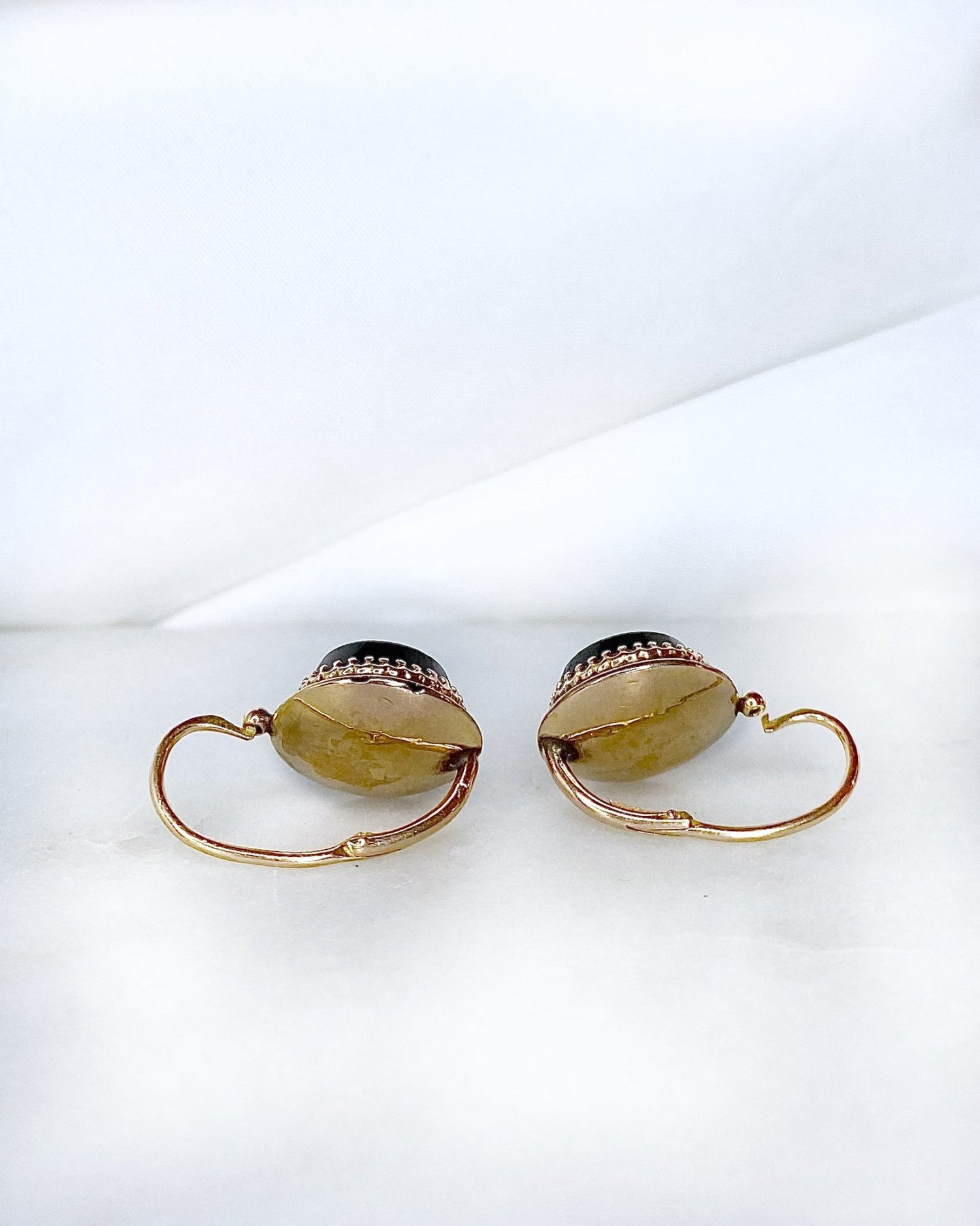 Dormeuses Napoléon III onyx &amp; Diamants &quot;Soraya &quot; - Elliade Paris