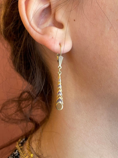 Dormeuses Pendantes Deux Ors 18 carats &quot;Petronie&quot; - Elliade Paris