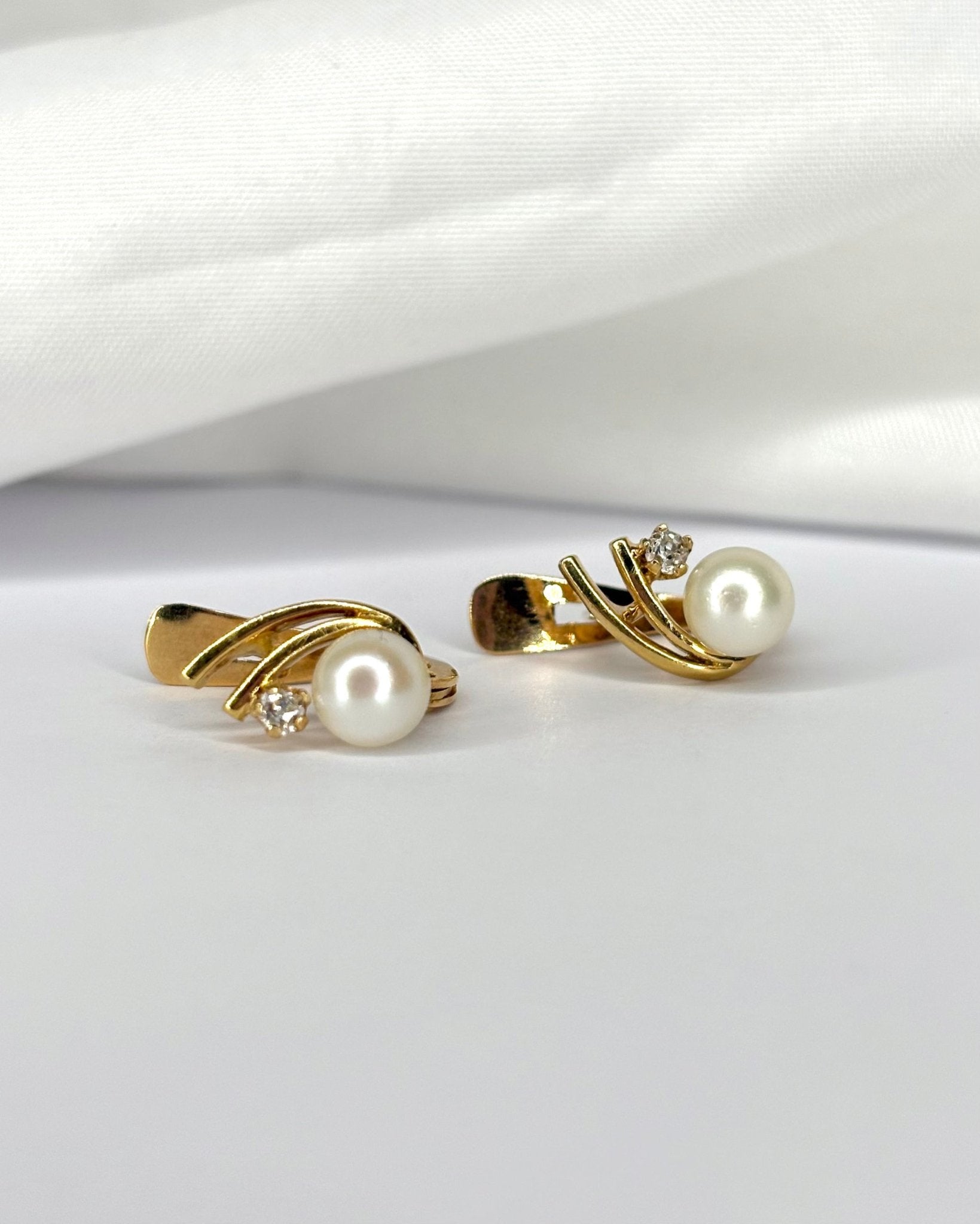 Dormeuses Perles &amp; Diamants "Martha" - Elliade Paris