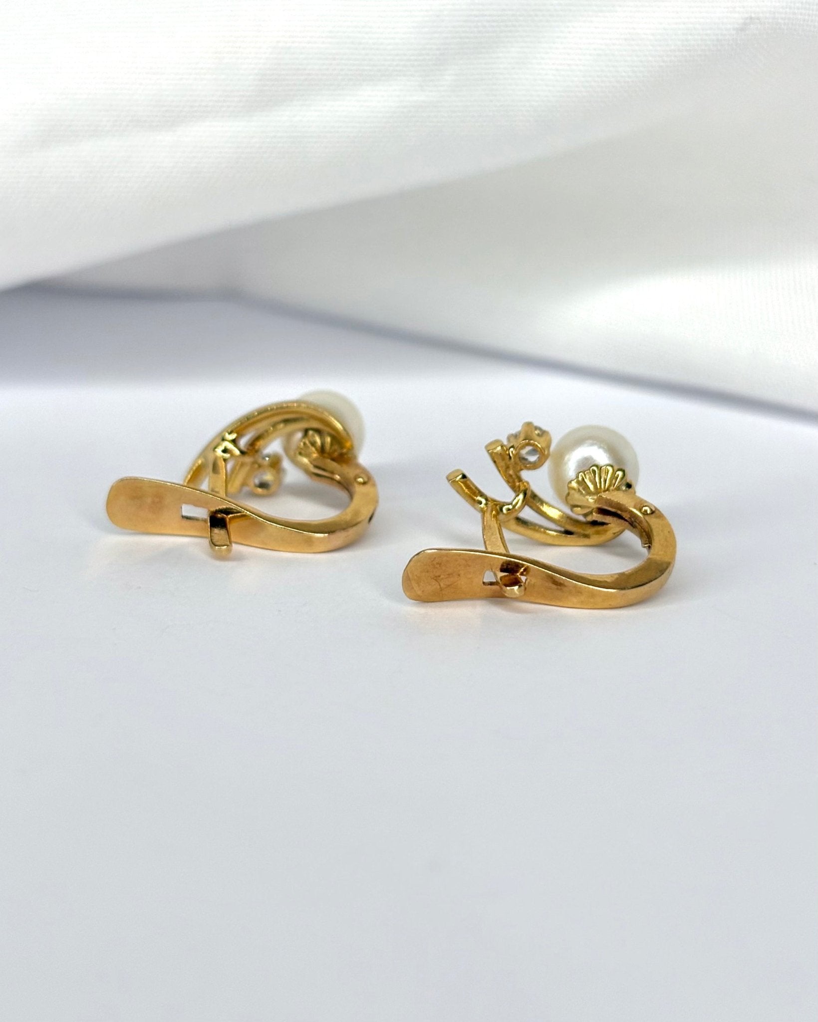 Dormeuses Perles &amp; Diamants "Martha" - Elliade Paris