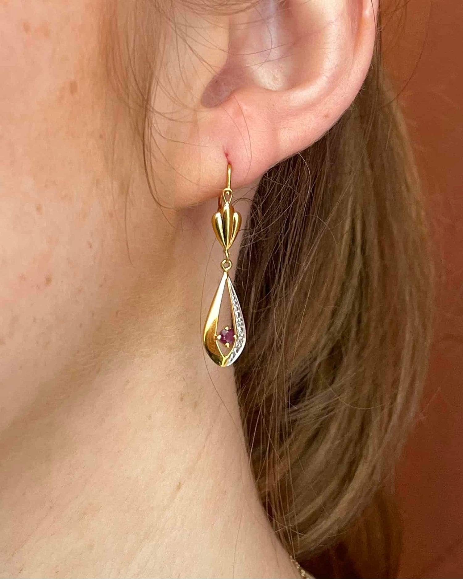 Dormeuses Vintage Rubis &amp; Diamants "Rosaline"