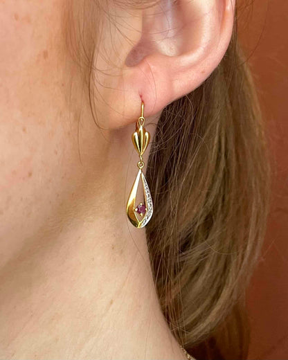 Dormeuses Vintage Rubis &amp; Diamants "Rosaline"
