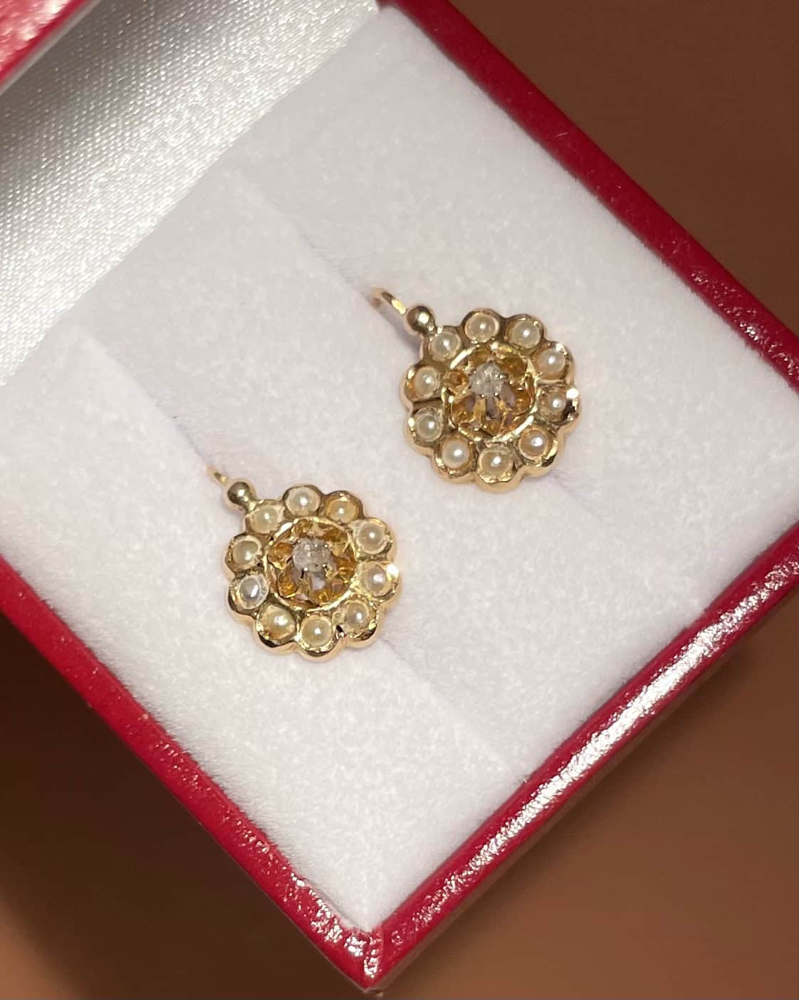 Dormeuses Vintage 20 Perles &amp; Diamants "Kaitlyn" - Elliade Paris