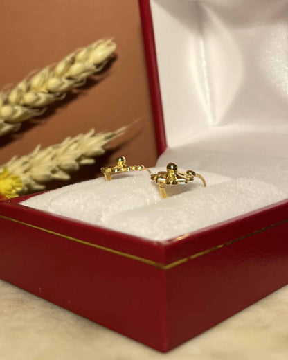 Dormeuses Vintage or jaune et vert 18 carats "Kinsley" - Elliade Paris