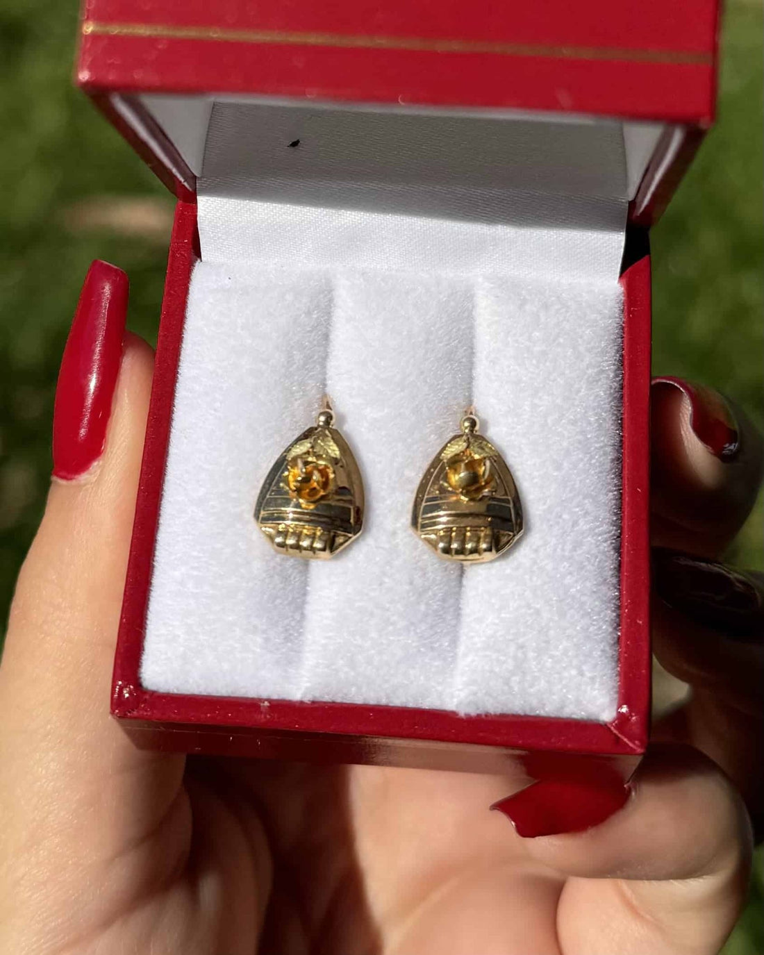 Dormeuses Vintage Or Jaune et Vert 18 Carats &quot;Lucille&quot; - Elliade Paris