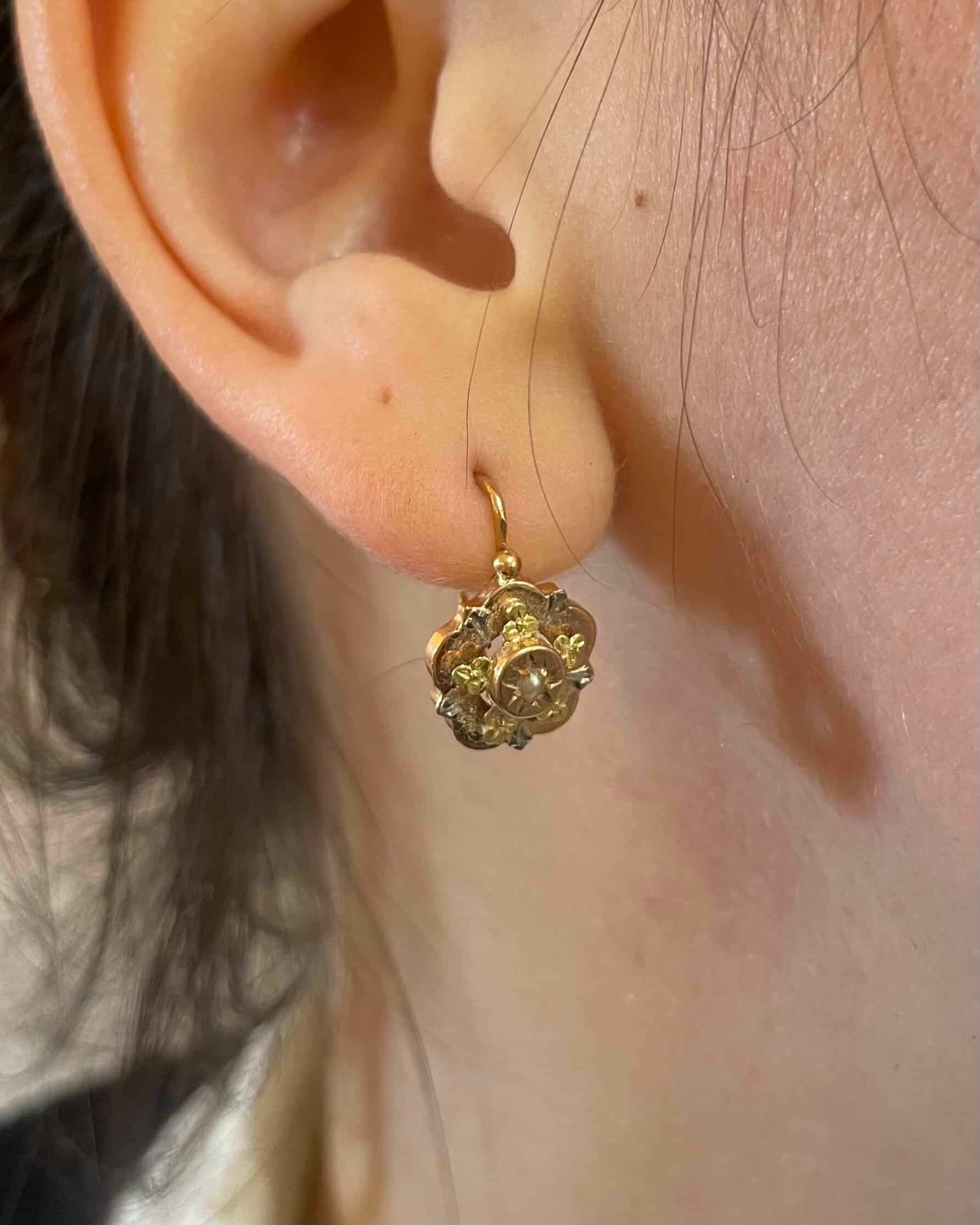 Dormeuses Fleurs Vintage Perles "Anémone" - Elliade Paris