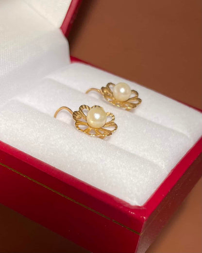 Dormeuses Vintage Perles Fleurs &quot;Jane&quot; - Elliade Paris