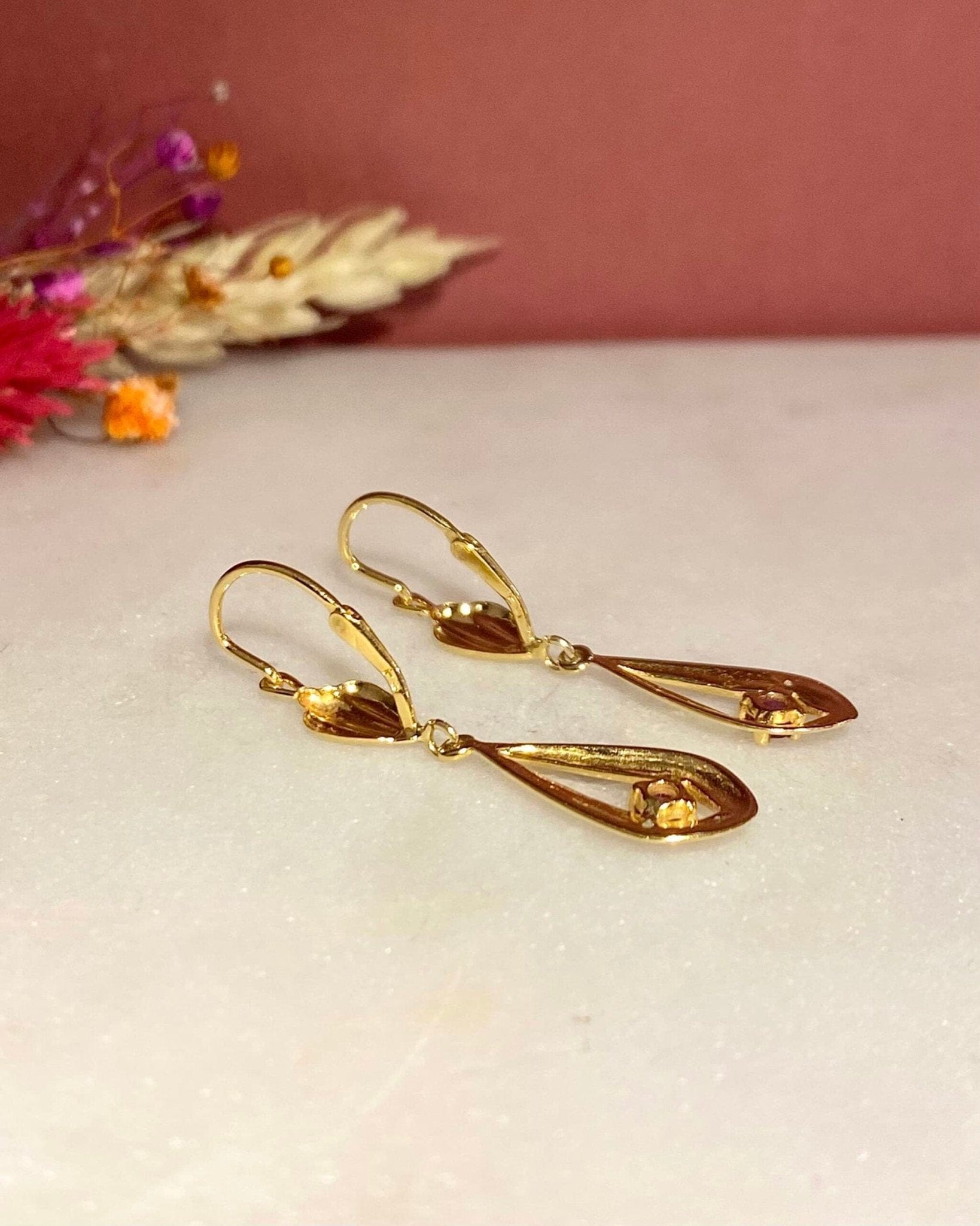 Dormeuses Vintage Rubis &amp; Diamants "Rosaline" - Elliade Paris