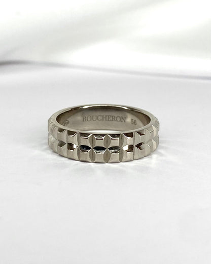 Double Alliance Boucheron Or Gris 8g "Clou de Paris" - Elliade Paris