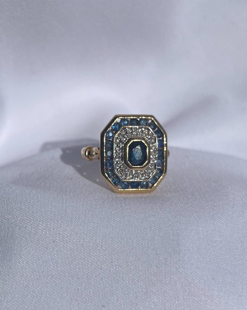 Bague style Art-Déco Saphirs et Diamants "Elodie" - Elliade Paris