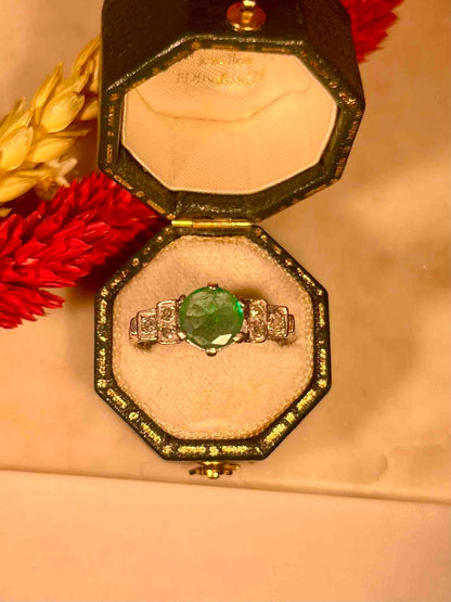 Bague Art-Déco Émeraude 1 Carat et Diamants &quot;Kary&quot;