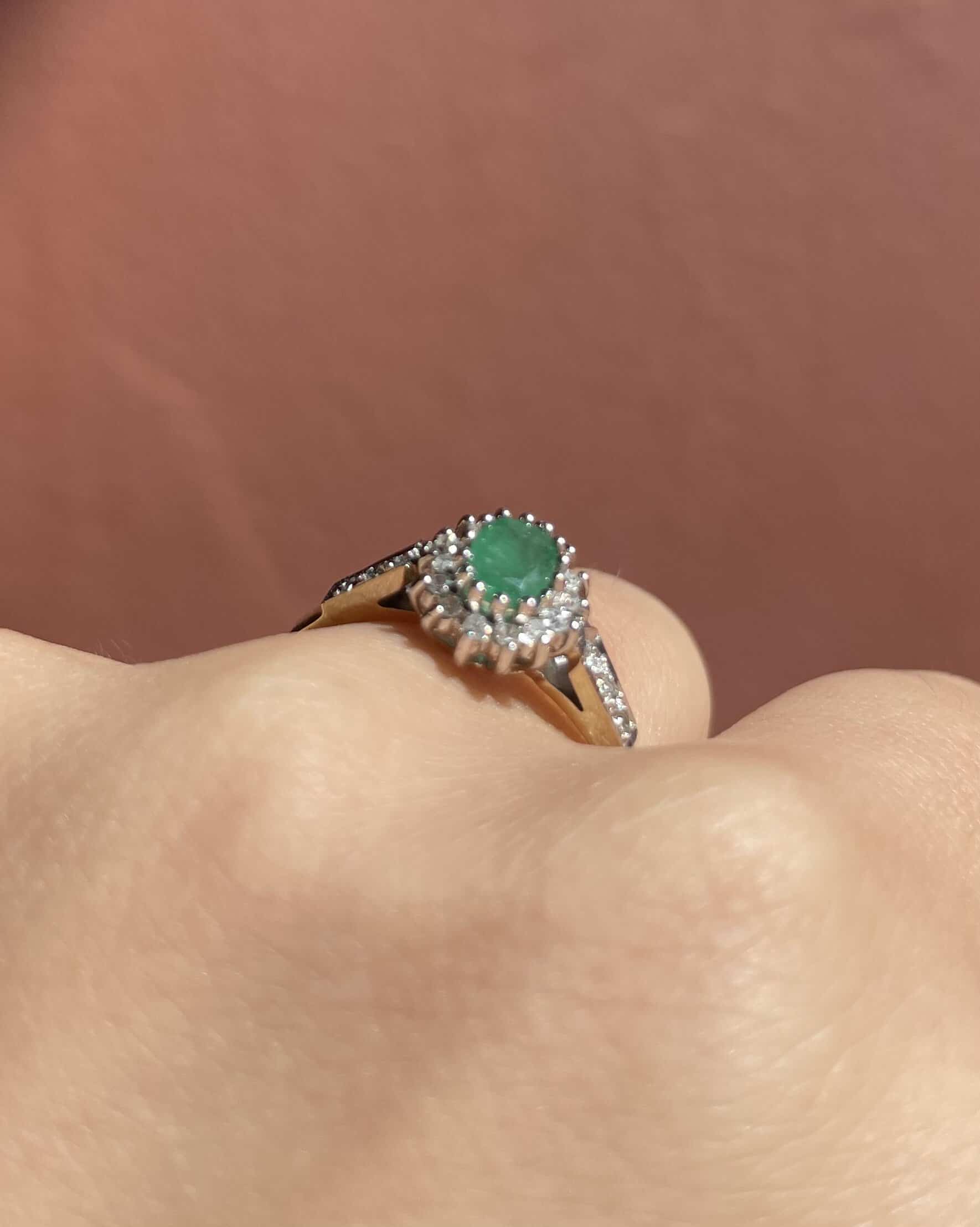 Marguerite Emerald &amp; Diamonds Ring "Jolene"