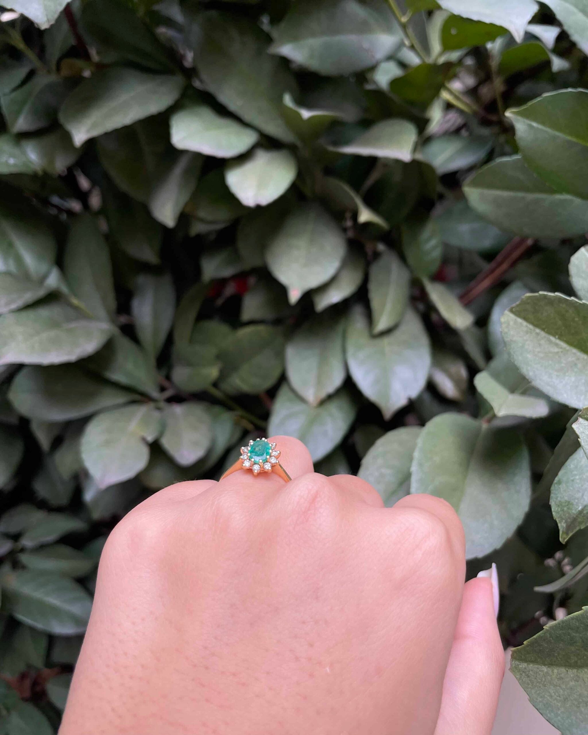 Bague Marguerite Émeraude 0.55 carat &amp; Diamants &quot;Loreline&quot;