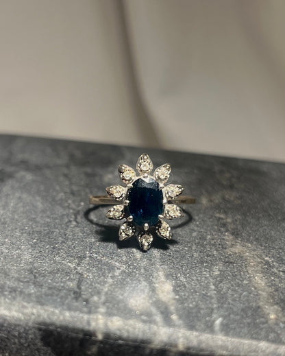 Bague Vintage Marguerite Saphir &quot;Maya&quot;