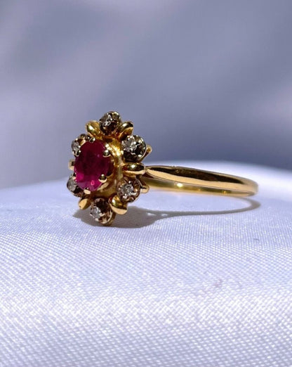 Bague Vintage Marguerite Rubis &quot;Heather&quot;