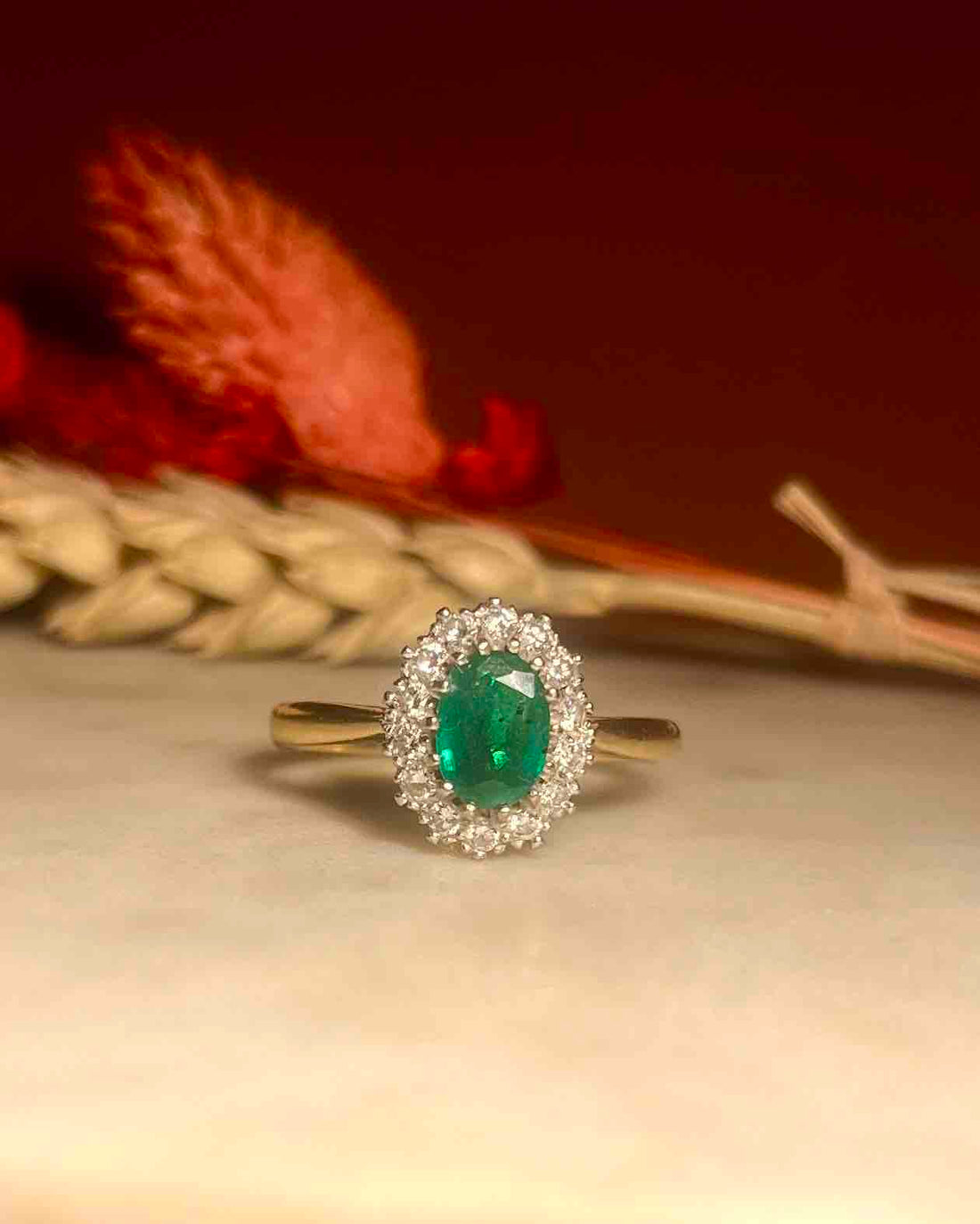 Bague Marguerite Émeraude &amp; Diamants &quot;Alma&quot;