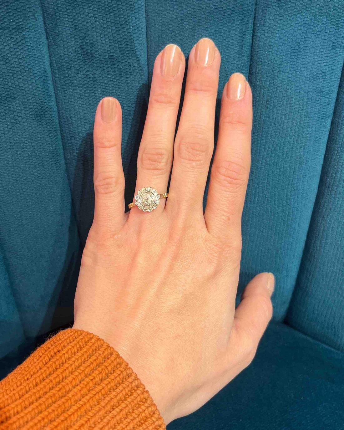 Bague fleur art-déco diamants &quot;Jade&quot;