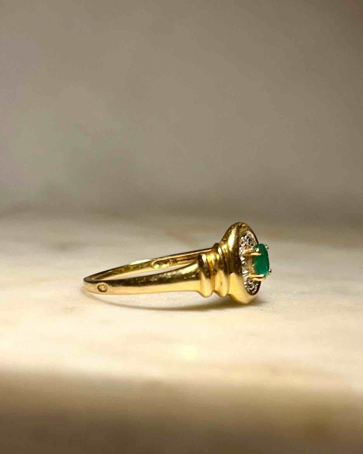 Bague style Art déco Emeraude &amp; Diamants &quot;Cléo&quot;