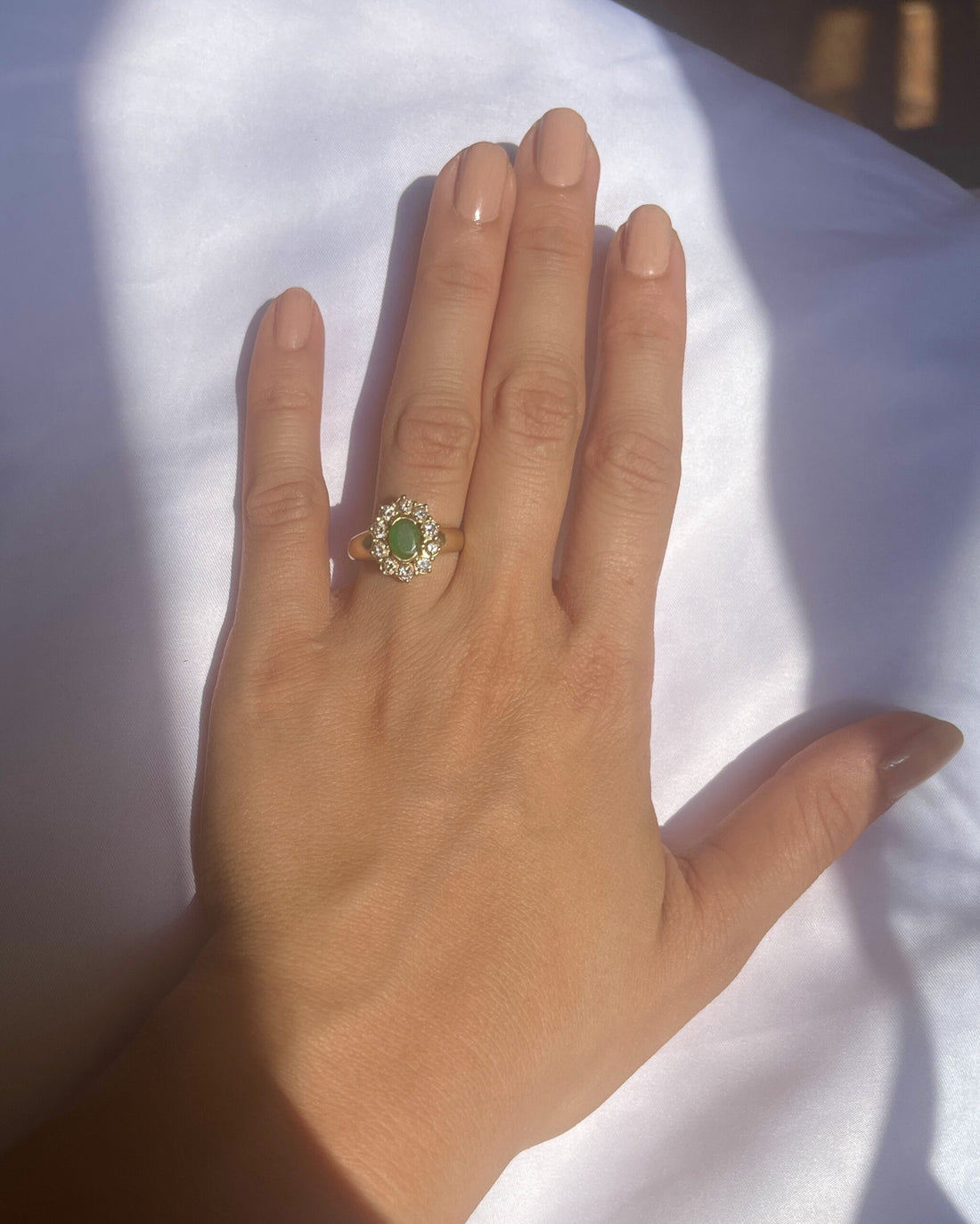 Bague Vintage Marguerite émeraude &quot;Bahia&quot;