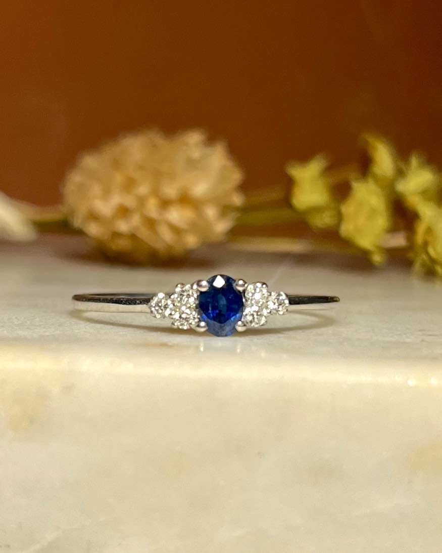 Bague trilogie saphir et diamant "Ludivine"
