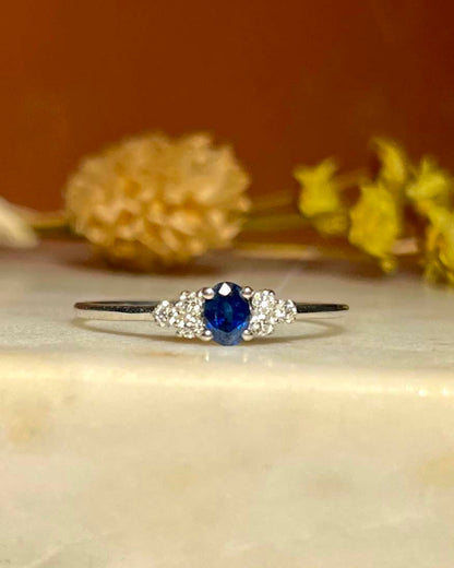 Bague trilogie saphir et diamant &quot;Ludivine&quot;