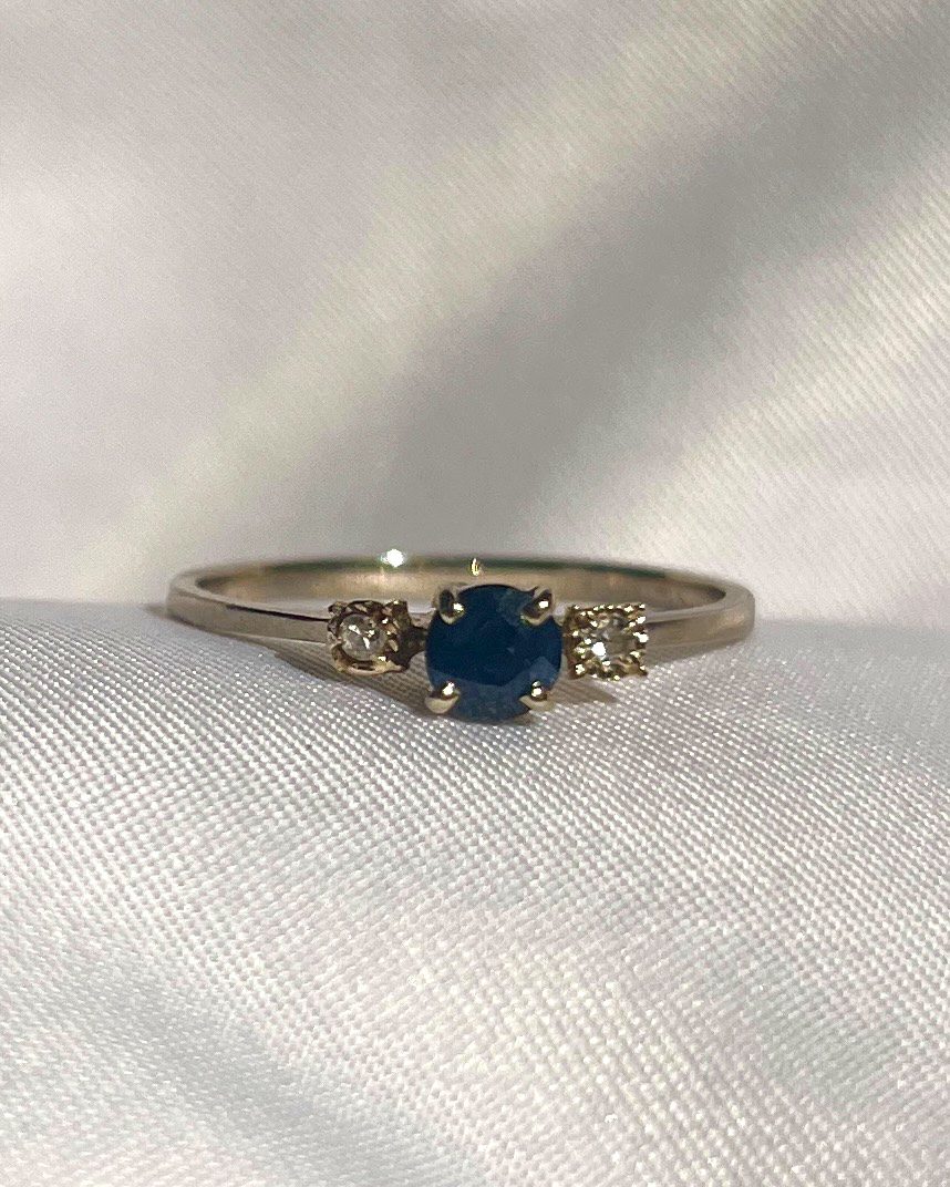Bague trilogie saphir et diamant "Uyuni"