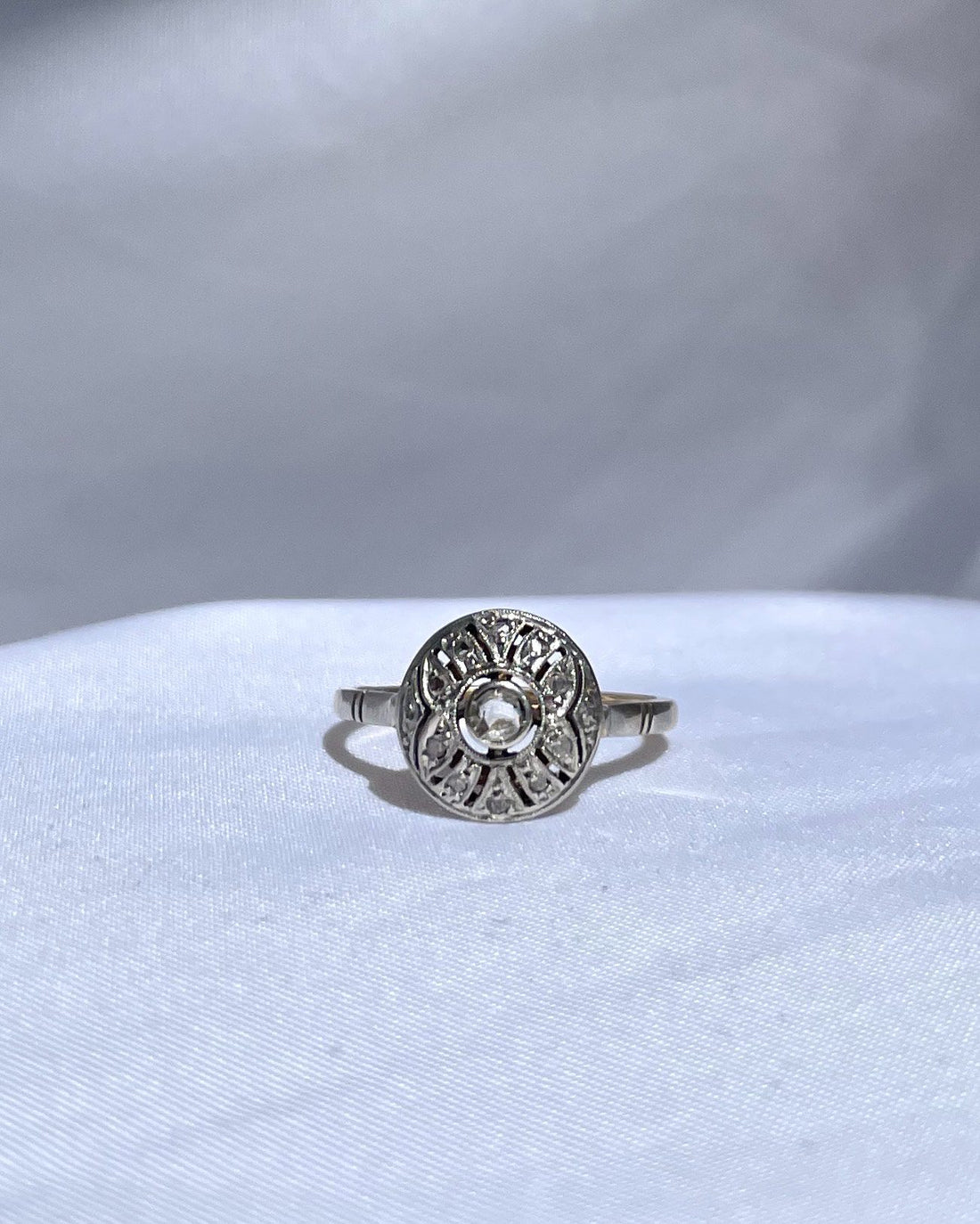 Bague Art-déco diamants, platine, or jaune "May"