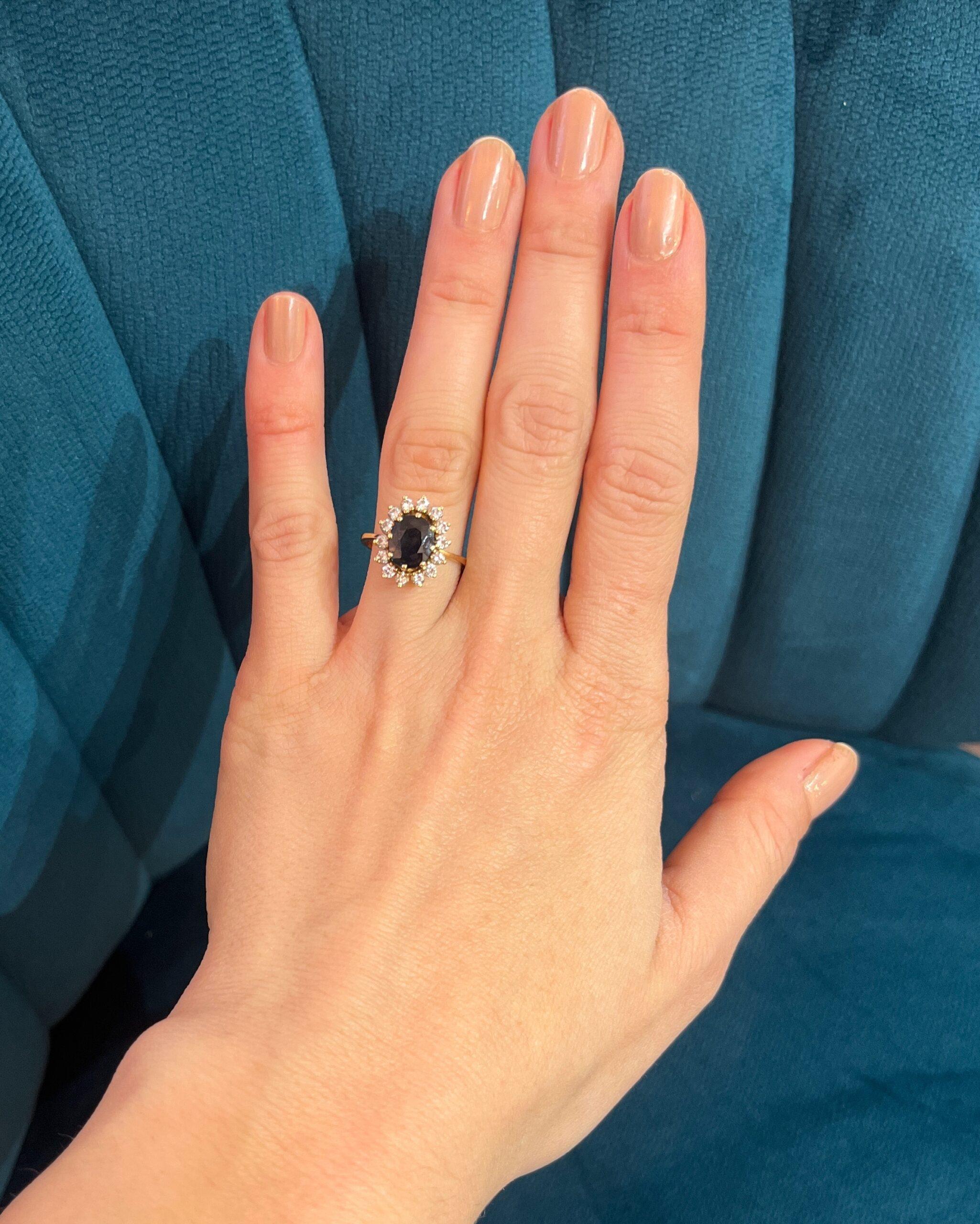 "Sarah" sapphire and diamond daisy ring