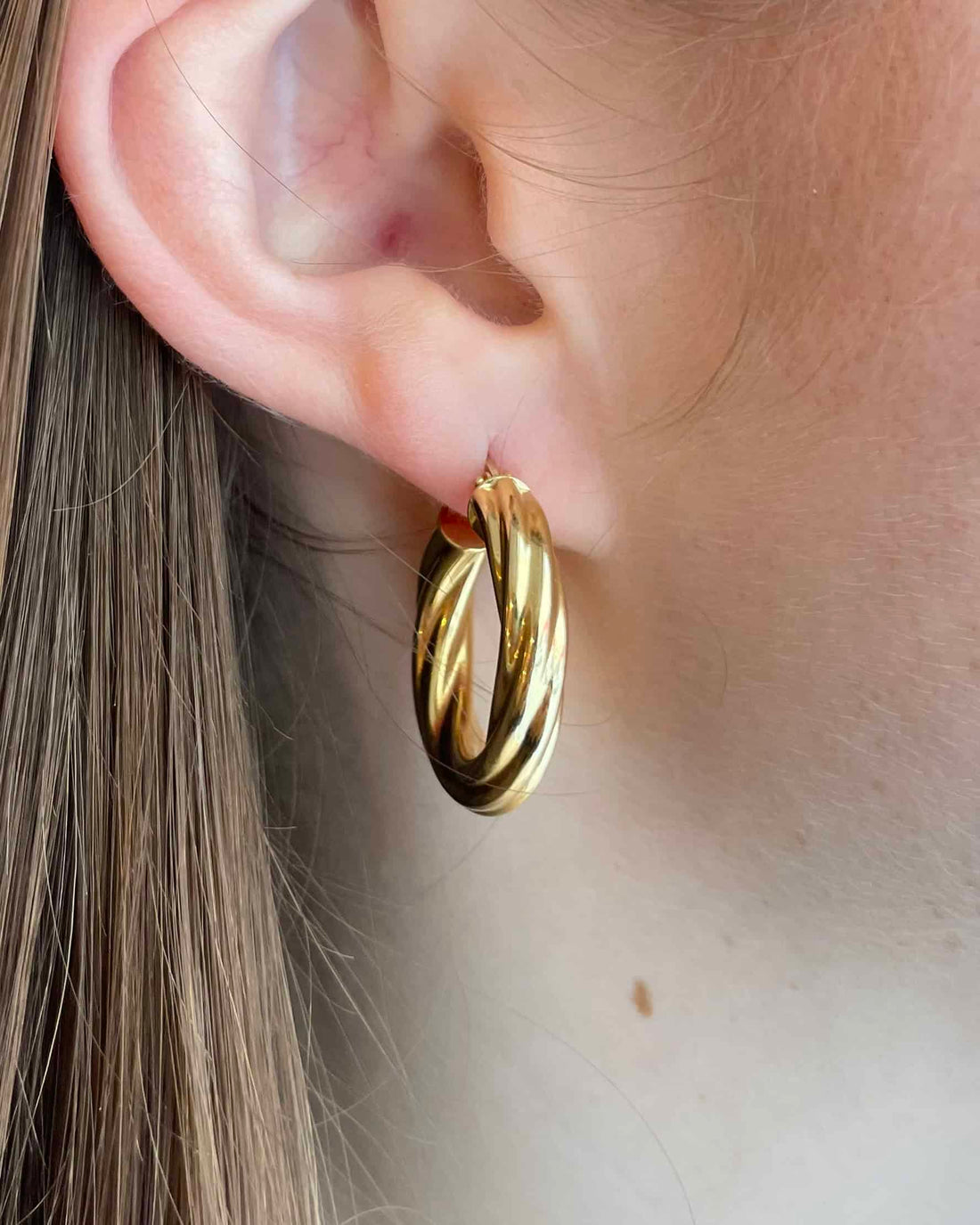 Vintage &quot;Brooke&quot; Gold Twisted Hoop Earrings