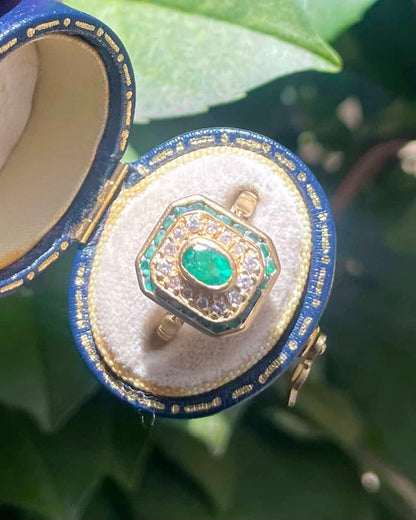 Bague Style Art-Déco Émeraudes et Diamants &quot;Giada&quot;