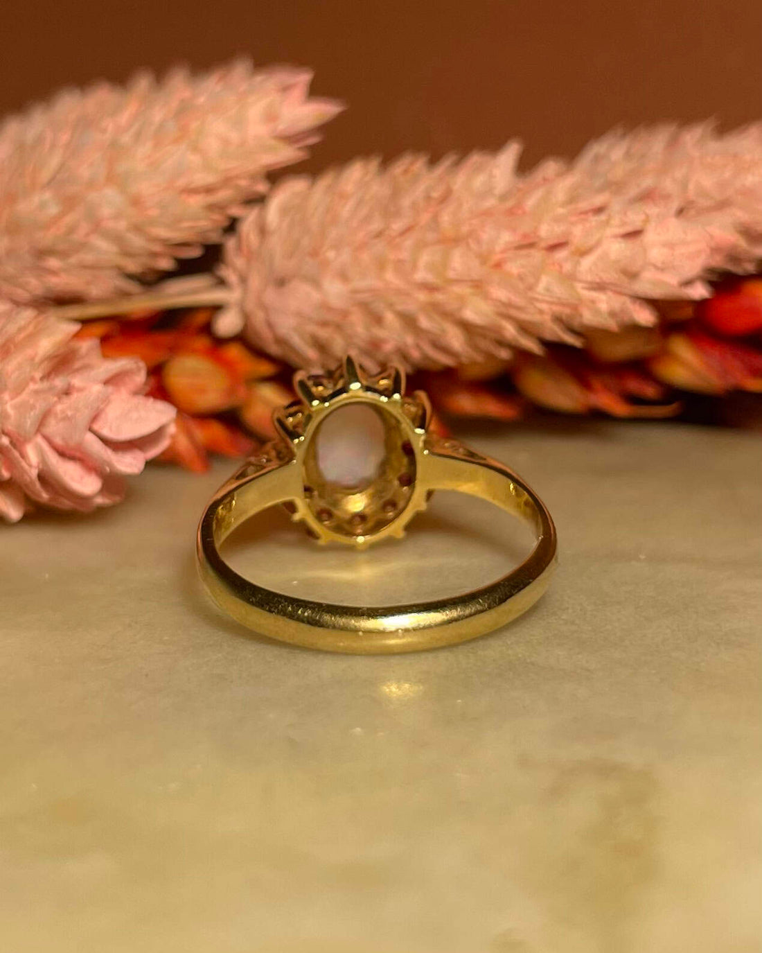 Bague marguerite Opale &amp; Rubis &quot;Orchelle&quot;