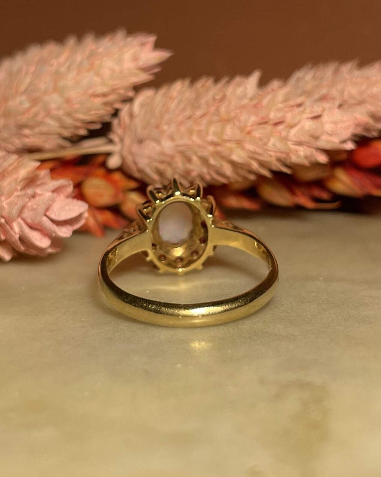 Bague marguerite Opale &amp; Rubis "Orchelle"