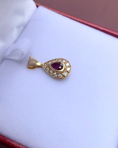 Pendentif Goutte Marguerite Rubis &amp; diamants &quot;Romy&quot;