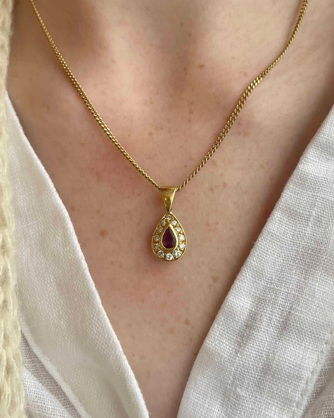 &quot;Romy&quot; Ruby &amp;amp; Diamond Daisy Drop Pendant