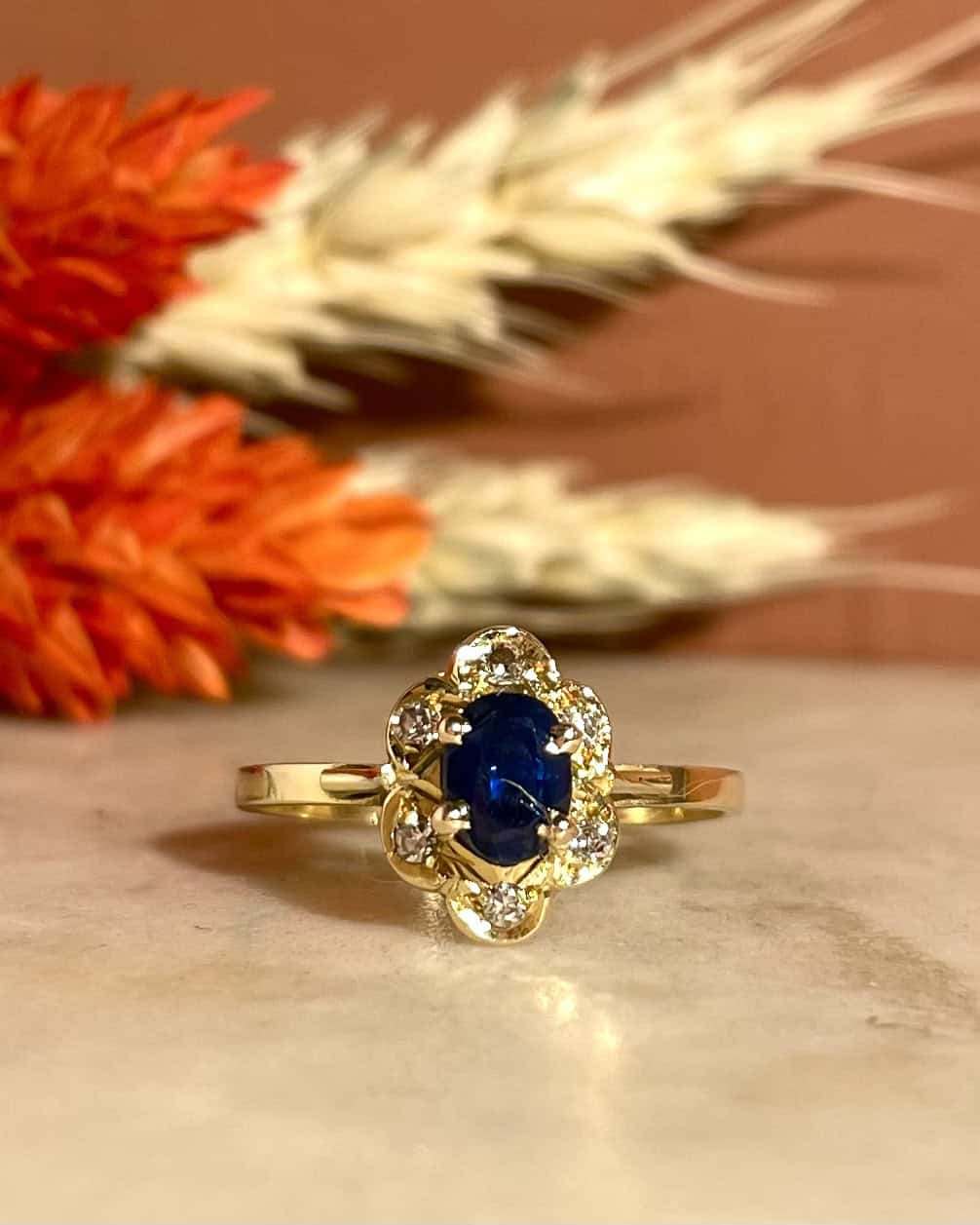 Bague Marguerite Saphir &amp; Diamants &quot;Masha&quot;