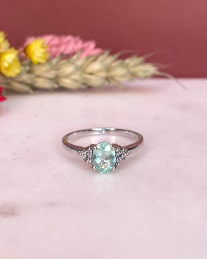 Bague Trilogie Tourmaline Verte 0.75 carat &amp; Diamants &quot;Keyla&quot;