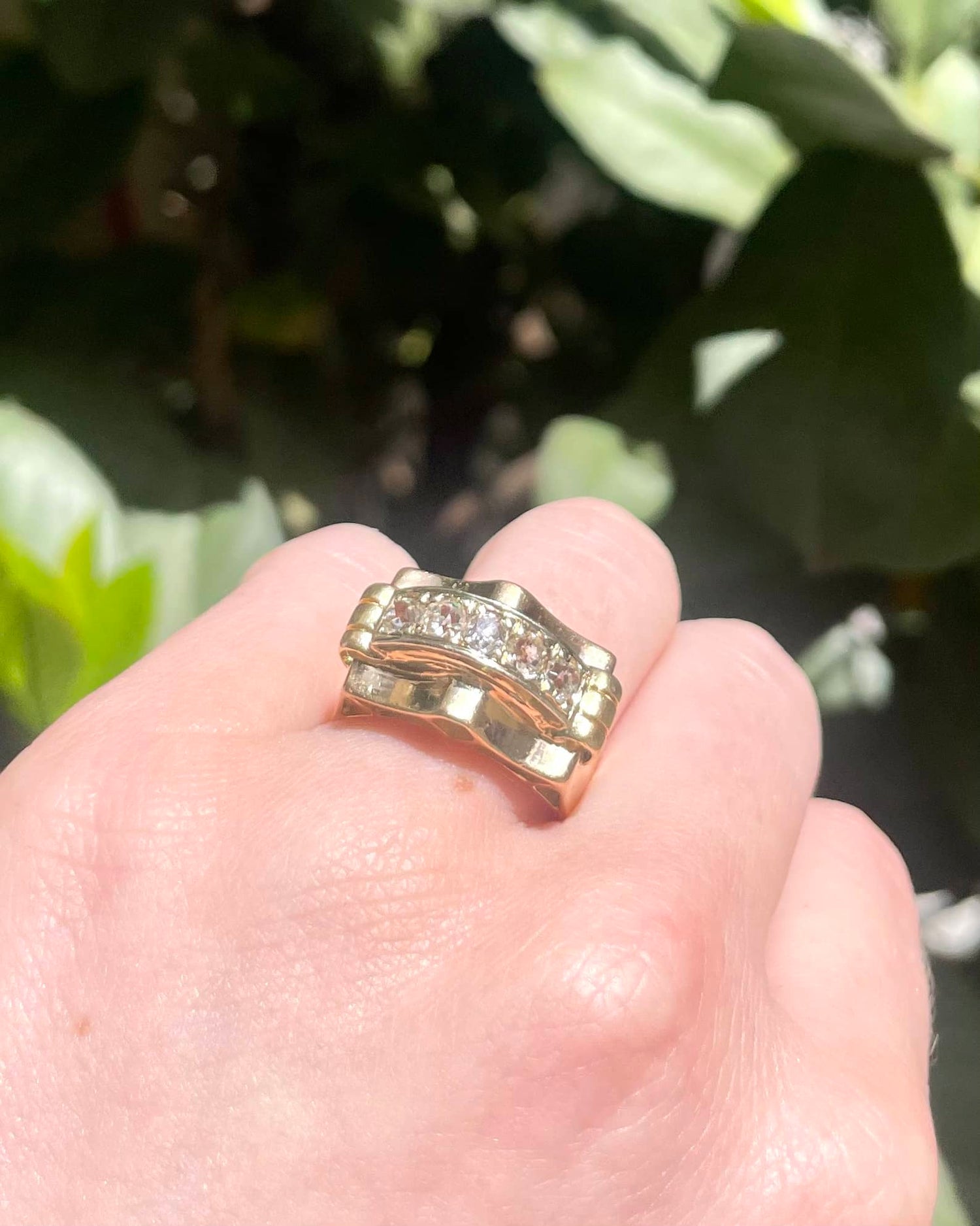 Vintage Tank Ring Diamonds 0.45 carat &quot;Elisabeth&quot;